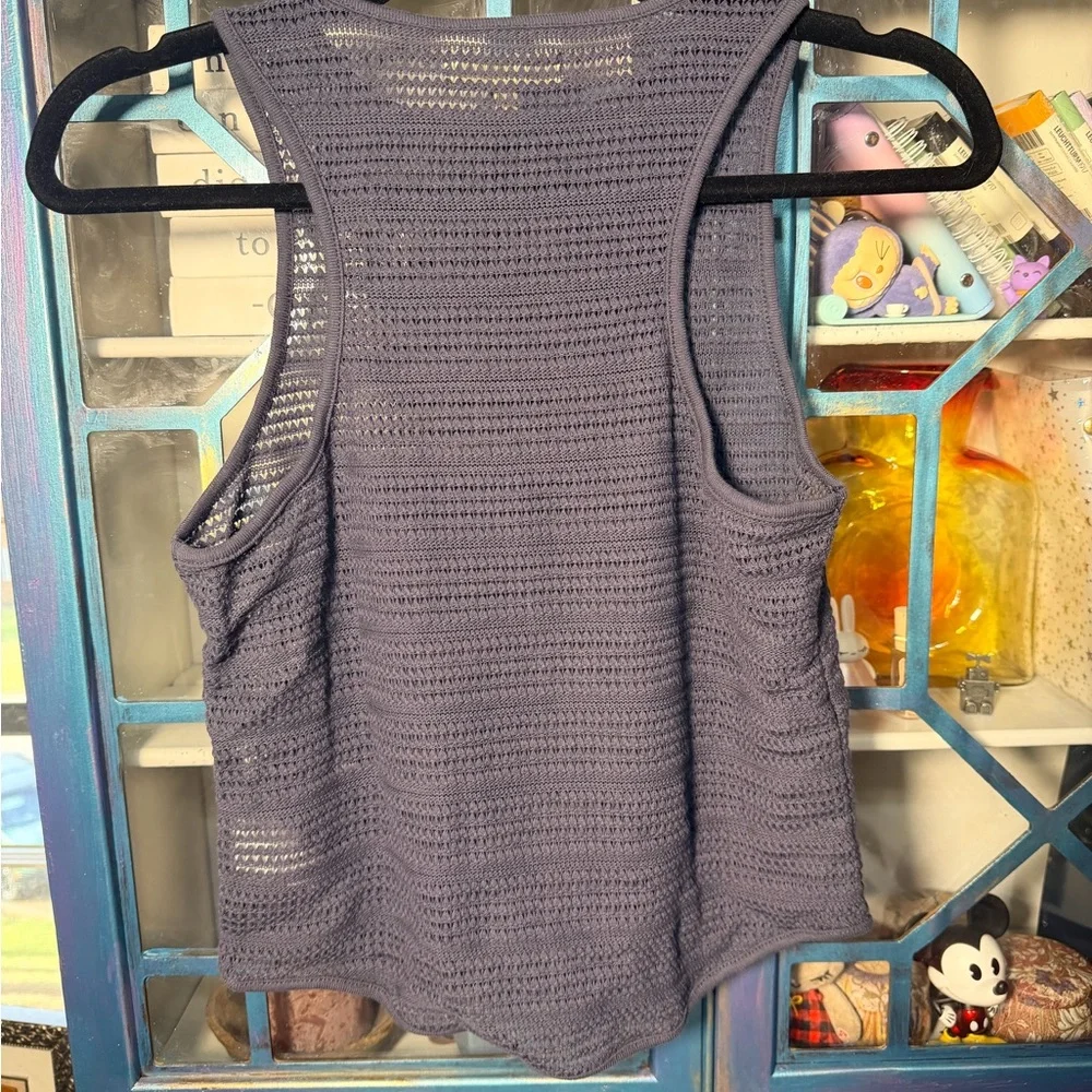 Madewell Textured Navy Shrunken Cutaway Knit Tank - Size Small - NWOT - Picture 3 of 4